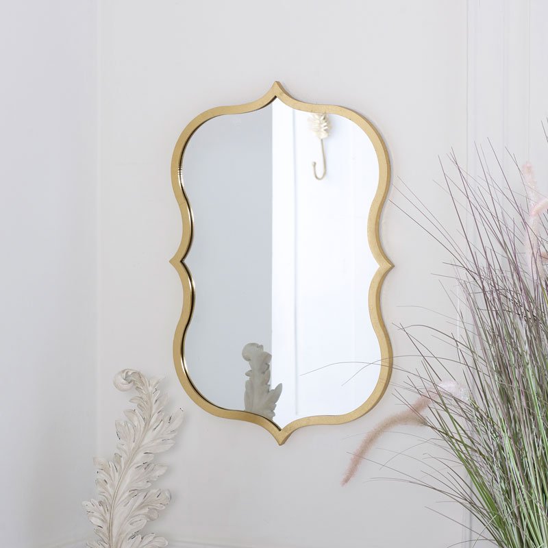 T1802 Metal Framed mirror, Gold, 41x60cm