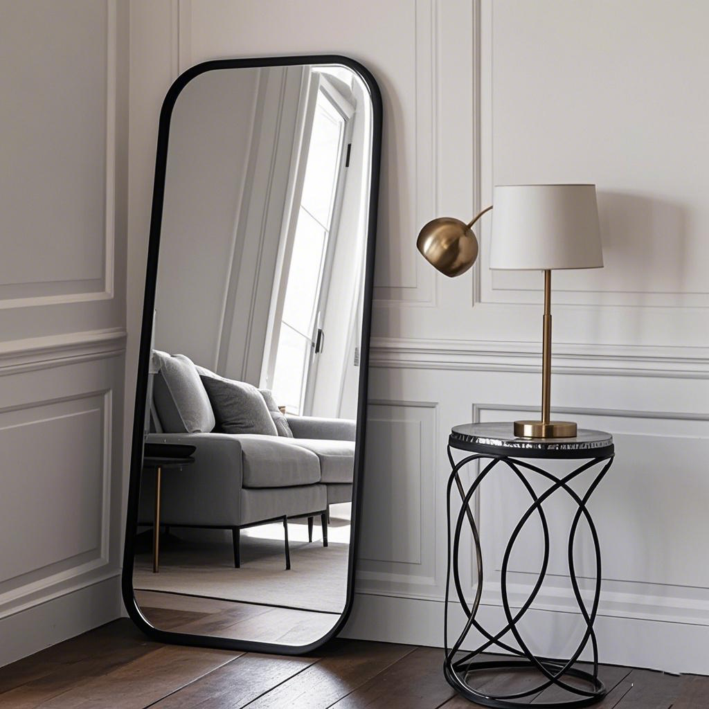 T1602 Iron framed leaner mirror
