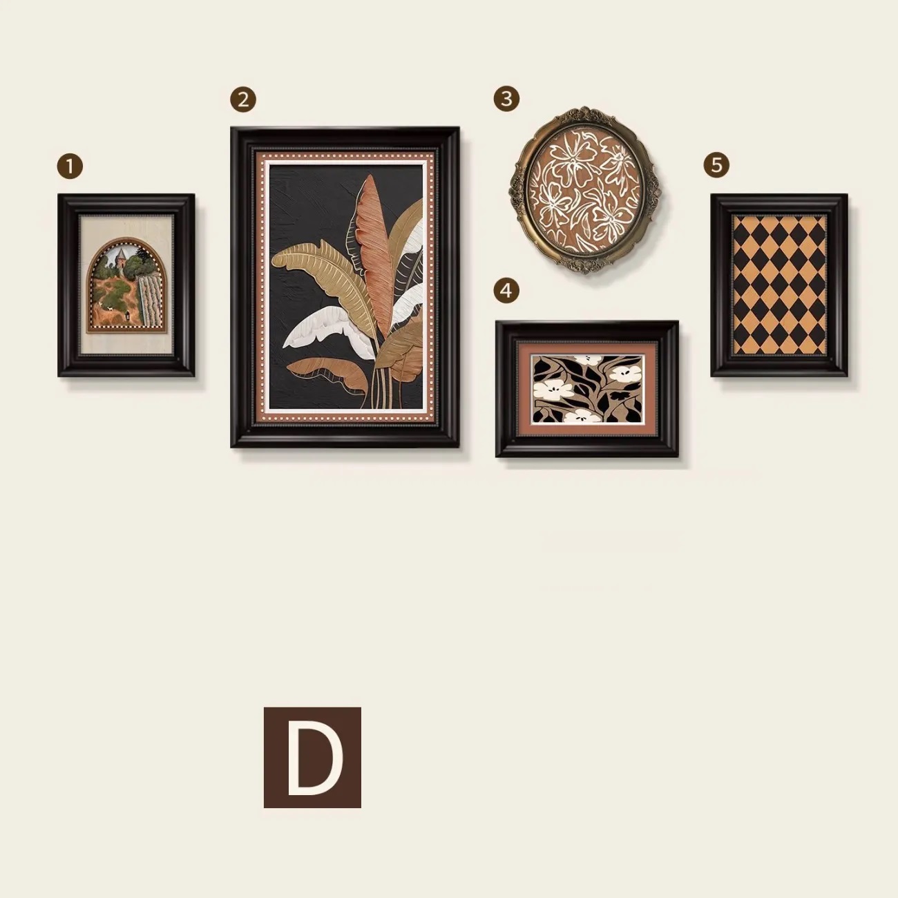 Vintage Framed Botanical & Nature Wall Art Set (5 Pieces)